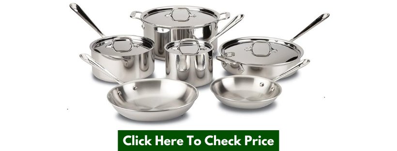 All-Clad D3 Stainless Cookware Set, Pots and Pans, Tri-Ply Stainless Steel, Professional Grade, 10-Piece - 8400000962 