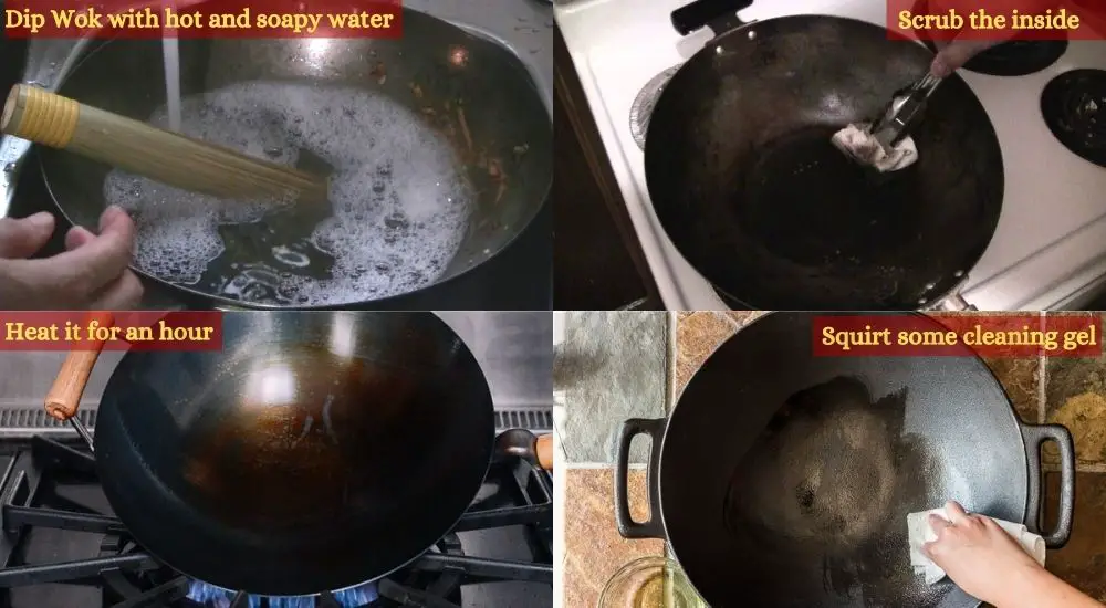 how to clean cast iron wok